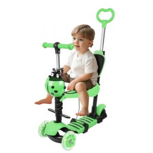 Trotinette Enfant 3 Roues de 2 &agrave; 8 Ans Trottinette Trois Roues avec LED Lumi&egrave;res Clignotantes et Guidon R&eacute;glable en Hauteur Scooter Antid&eacute;rapant pour Filles et Gar&ccedil;ons-Vert (Willanmd, neuf)