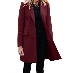 Blazer Femme Élégant Long Mariage Blazer Grandes Tailles Chic Veste de Costume Sportive Oversize Cintré Hiver Automne Jcake Thermique Chaud Trench Coat Business Décontracté Manteau Femme, O rouge., XL (Bieuzhlo, neuf)