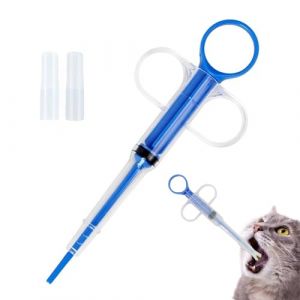 SGERUFZ R&eacute;utilisable Coupe-pilule pour Chat, seringue pour animaux de compagnie s&ucirc;re et efficace avec embout en silicone pour pilule/liquide/capsule (bleu) (HerEdit, neuf)