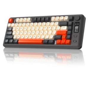 FREEWOLF M75 Clavier sans Fil bimode, BT+2,4GHz, Commandes et &eacute;cran Tactile, 82 Touches compactes en PBT d&eacute;grad&eacute;, &eacute;clairage Arc-en-Ciel,2000mAh, sans conflit de Touches pour Mac/Windows-Scintillant (AJAZZ Direct, neuf)