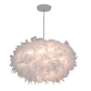 DLGLOLIN Lustre Suspension en Plume Blanche Lampe Suspendue Abat-jour en Plumes Déc E27 Luminaire Plafonnier pour Chambre Enfant Fille Bebe (DLGLOLIN, neuf)