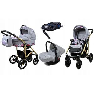 BabyLux® Enfant Poussette Combinée Set 4 en 1 - Largo - incl. Nacelle, Canne, Siège de voiture, ISOFIX Base - Siège Auto - Landau Bébé - avec Sac à langer, Habillage pluie etc. (BabyLux-shop, neuf)