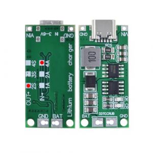 Hailege 2pcs Multi-Cell 2S 3S 4S 4S Step-Up Boost LiPo Polym&egrave;re Li-ion Carte de charge USB-C &agrave; 8.4V 12.6V 16.8V (2S 4A) 7.4V 11.1V 14.8V 18650 Module d&rsquo;amplification de batterie au lithium Type-C (Hailege, neuf)