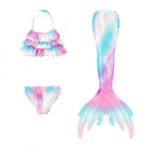 Maillot De Bain Enfant Fille - Joli Maillot de Bain d'été Cosplay Party Fille Manches Longues 3 Pièces Deguisement Océan Piscine Natation Plage Costume de Bain de Plage (heyann, neuf)