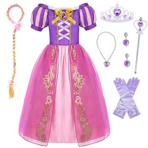XFOZDM Robe de Princesse pour Enfant Fille D&eacute;guisement Princesse Filles Costume avec Accessoires Robe de Soir&eacute;e Cosplay Halloween No&euml;l Anniversaire Partie Carnaval 3Ans Violet 01 100 (senlinhuang, neuf)