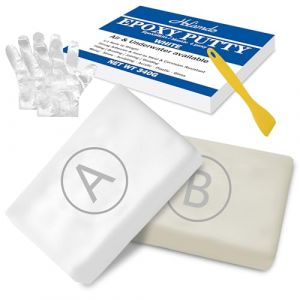 Mastic Epoxy, 340g P&acirc;te &agrave; R&eacute;parer Bicomposant, Colle &Eacute;poxy Argile pour R&eacute;parer Fuites/Fissures/Remplir Trous, P&acirc;te &agrave; Sculpter Epoxy Adapt&eacute; &agrave; M&eacute;tal, Plastique Dur, Pierre, Bois, C&eacute;ramique (Blanc) (Holamdo, neuf)