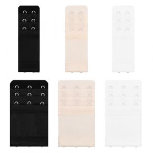 6 Pi&egrave;ces Extension de Soutien Gorge,Rallonge Soutien Gorge 3 Rangs 2 Crochets et 3 Crochets,Soutien-Gorge D'extension &Eacute;lastique,Doux Soutien Gorge Extender Femmes(Noir,Blanc,Couleur Chair) (MARNICOL, neuf)