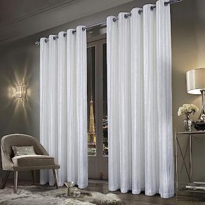 always4u Rideau 100% Occultant en Velours &agrave; Longues Rayures, Double Rideaux Isolation Thermique avec Oeillets, pour Salon Chambre Cuisine, &Eacute;l&eacute;gant,Blanc 137x213cm Lot de 2 (Always4u Soft Furnishings, neuf)