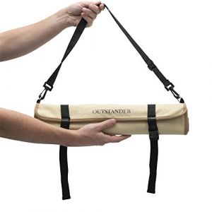 OUTSTANDER Sac à Couteaux De Chef avec 11 Fentes en Toile Cirée Robuste De 16OZ pour Couteaux De Camping, Sac Étanche pour Matériel De Chef, Livré avec Bandoulière Beige (GREENLEAD LIMITED, neuf)
