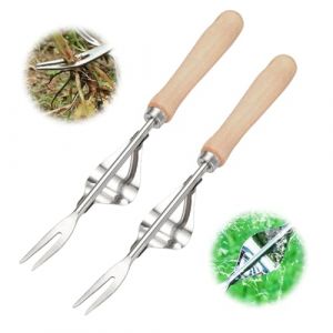 FUXNGZI Jardinière Manuelle, 2025 Désherbeur Manuel Outil Gouge de Désherbage en Acier Inoxydable avec poignée Bois Pelle Jardinage Arrache Pissenlit (2PCS) (WOUS, neuf)