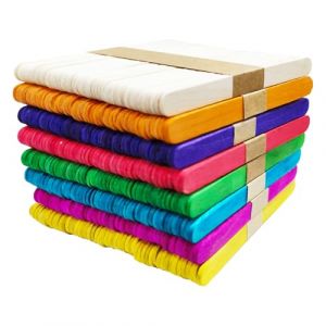 Wenrescry 400 Pi&egrave;ces B&acirc;tonnets en Bois Color&eacute;s, Batonnet Glace Naturels 110x9x2mm, B&acirc;tons de Bois Multicolores pour Bricolage, Abaisse Langue, Spatule &Eacute;pilation, Artisanat DIY (SHTEREV EXPORT Ltd., neuf)