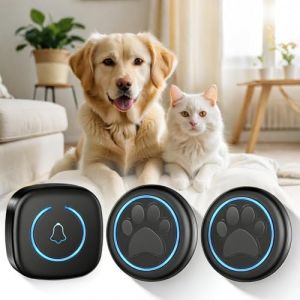 PORFOYO Sonnette sans Fil pour Chien, Sonnette pour Chien Port&eacute;e 300m, Etanche Sonnette sans Fil Exterieur 60 M&eacute;lodies et 5 Niveaux Volume, Sonnette sans Fil Exterieur Etanche, 1 R&eacute;cepteur+2 Sonnette (IKSETERATA, neuf)