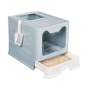 Caisse litiere pour Chat,Bac a litiere pour Chat,Litieres fermée Pours Chats,Anti-Fuite, Pours Chats Adultes, Chatons,Ouverture en Haut(51x41x38 cm,Bleu Frais) (zvzhano, neuf)