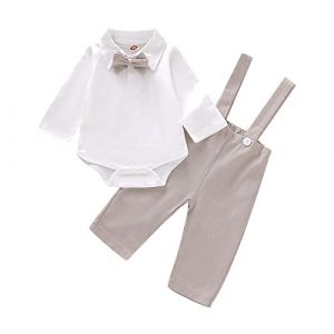 Bébé Garçons Costume De Baptême Gentleman Vêtements Ensembles Toddler Garçons À Manches Longues Cravate Costume De Mariage pour Le Printemps Automne (Gajaous, neuf)