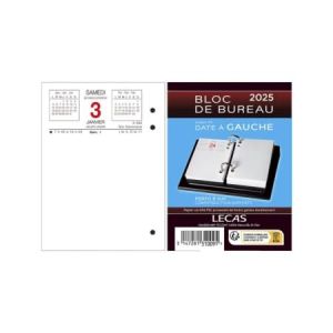 LECAS - 1 Bloc Ephémérides de Bureau Date à Gauche - Janvier 2025 à Décembre 2025 - Format 8,5 x 11,5 cm (FOURNITURE DISCOUNT, neuf)