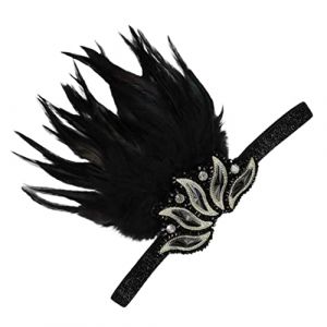 GALPADA Bandeau boule Coiffe à clapet des années 1920 bandeaux de maquillage accessoire fete bandeau plume accessoires de clapet pour femmes casque à clapet Cordon Élastique Black (Martin Peng, neuf)