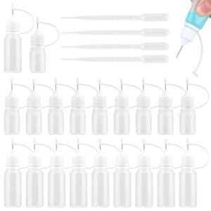 20 Pcs Flacon Pipette, 5ml/10ml Flacon Aiguille, Plastique Bouteille de Colle Vide, Bouteille de Pr&eacute;cision avec 4 Pipettes pour Colles, Lubrifiants, Pigments (COEMA EU, neuf)
