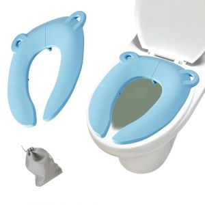 Reducteur Toilette Enfant Pliable,Bébé Réducteur de Toilette,Antidérapant Siège de Toilettes,Réducteur WC Voyage,Voyage Siège Pliable de Toilettes avec 1 Sac (Poseidoneye, neuf)