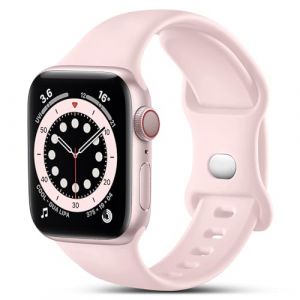 CeMiKa Compatible avec Apple Watch Bracelet 38mm 40mm 41mm 42mm 44mm 45mm 49mm, Bracelets en Silicone de Remplacement pour iWatch SE Series 9 8 7 6 5 4 3 2 1, 38mm/40mm/41mm-S/M, Rose Clair (CeMiKa Store, neuf)