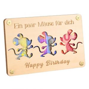 JCUGSBS Cadeaux d'argent anniversaire, carte d'anniversaire en bois petit format, emballage cadeau d'argent cool, carte d'argent anniversaire créative (veines du bois) (GuangZhouJieChunMaoYiYouXianGongSi, neuf)