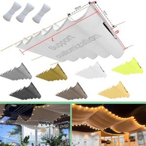 Toile D'ombrage Rétractable Vague Imperméable Rectangulaire 350x450cm(BxL) Voile d'ombrage en Polyester bloquant Les UV pour terrasse Garage Jardin Blanc (Mvp-Flei, neuf)