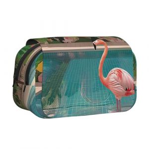 YKLJG Trousse à crayons avec 2 compartiments à fermeture éclair - Grande capacité - Pour l'école, les voyages et le bureau, Flamant rose et piscine, Taille unique, Cartable (feifei66, neuf)