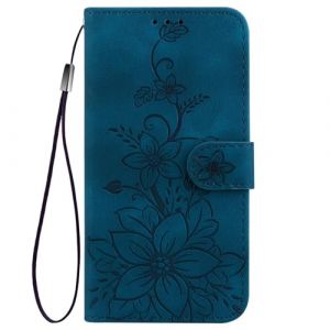 ILING Flip Coque pour Honor X5c Plus, &Eacute;tui Portefeuille Magn&eacute;tique Pliable en Cuir PU Embossed Fleur avec Housse de Protection avec Cr&eacute;dit et Support, Bleu (Wanten, neuf)
