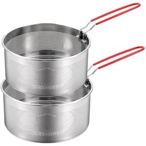 Lot de 2 passoires alimentaires en acier inoxydable avec poign&eacute;e amovible - Passoire &agrave; p&acirc;tes en m&eacute;tal - Panier &agrave; friteuse - Passoire de cuisine pour laver, &eacute;goutter, frire, cuire &agrave; la vapeur (Huichuang_Euro, neuf)