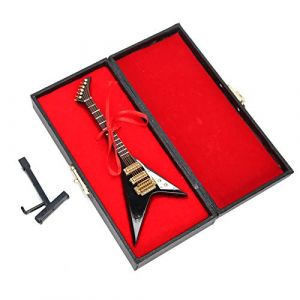 Mod&egrave;le Miniature de Guitare, Mini Mod&egrave;le de Guitare &eacute;lectrique, Collection D'instruments de Musique, Ornements D&eacute;coratifs avec Support et &eacute;tui pour D&eacute;coration de Festival de (Zuiminq, neuf)