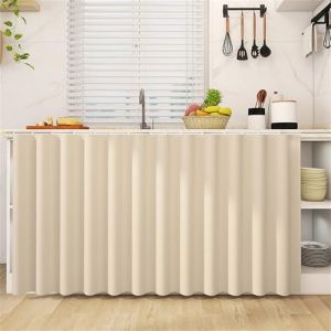 Odot Rideau Cuisine Court Anti-Poussi&egrave;re Avanc&eacute;e, Auto-adh&eacute;sif Rideaux Couleur Unie Courts sans Per&ccedil;age Rideau Fenetre Petit Occultant, pour Armoire, Cuisine, sous &Eacute;vier (Beige,120x80cm) (Odot, neuf)