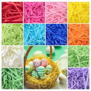 Papier Déchiqueté Herbe de Paques Herbe de Pâques Raphia Panier Cadeau – Décoration Pâques Élégante avec Frisure pour Emballage, Papier Déchiqueté et Paille de Pâques (DBGH, neuf)