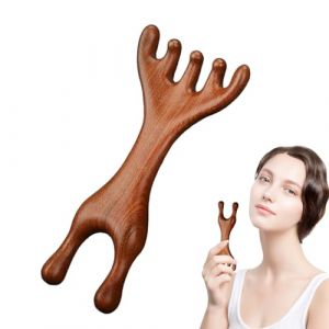 Coup de bois vert - peigne en bois anti-statique, poignée arrondie pour les cheveux raides bouclés | 100% de peigne de bois de santal vert fabriqué à la main, forme de demi-lune, bois de sandale anti (xihkma, neuf)
