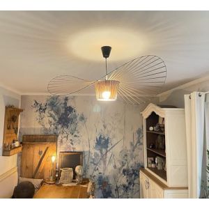 YONIISEA Suspension Lustre Vertigo Brun 80cm, Maximum 24W Moderne Vertigo ​Suspension Lustre, Conception de Chapeau en Tissu de Fibre de Simple et CréAtive + Art de Fer, Salon (SayHallo, neuf)