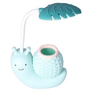 Garosa Lampe de Bureau à LED avec Porte-Stylo Animal de Dessin Animé Escargot Lampe de Table à Fonctions Multiples Charge USB Mignon Lampe de Bureau Col de Cygne pour étudiants Enfants Lumière(Bleu) (Amoq313, neuf)