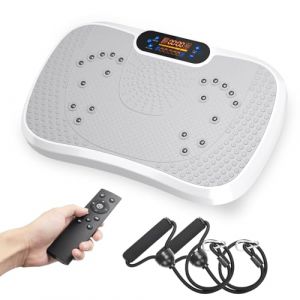 Dripex Plateforme Vibrante Oscillante, Plaque Vibrante Puissante Sport Maison 5 Modes 99 Niveaux d’Intensité, Haut-Parleur Bluetooth Intégré, Télécommande, Écran LED, Machine pour la Maison - Blanc (BongBang Town, neuf)
