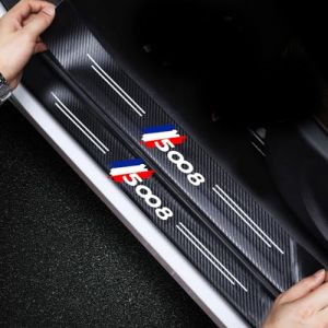 RIDGOEL 4 Pi&egrave;ces Protection Seuil de Porte de Voiture pour Peugeot 5008, Plaques de Protection de Seuil de Porte de Fibre de Carbone, Plinthes pour Auto Accessoires 5008 (GLOFY GOD, neuf)