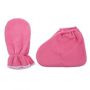 IWOWHERO Mitaines Et Chaussettes En Cire De Paraffine Rose 2 Pièces Soins Des Mains Et Pieds Taille Unique Bain à La Paraffine Chauffage Nourrissant Pour Femmes à Domicile (Langeriy, neuf)