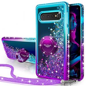 Miss Arts Coque pour Samsung Galaxy S10, Fille Silicone Paillette Strass Bling Glitter de Luxe avec Support, Liquide Gel Bumper Housse Etui de Protection pour Samsung Galaxy S10 - Pourpre (Miss Arts -FR, neuf)