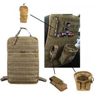 Tactical Expedition voiture v&eacute;hicule si&egrave;ge arri&egrave;re MOLLE organisateur avec bouteille/lampe de poche/Poche de recyclage - Airsoft Paintball Temporaire Armed Depot si&egrave;ge universel housse de rangement (Koy heng, neuf)
