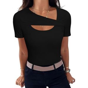 Aottori Tee Shirt Blanc Femme Manche Courte Coton T-Shirt &eacute;t&eacute; Loisirs Haut Tendance Tunique T-Shirt Noir XL (LEHONG-EU, neuf)