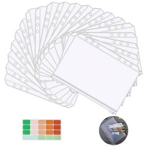 YIWONFU 20 Pi&egrave;ces Pochette Plastique A6, 6 Trous 18 x 10.4 cm Sacs Zipp&eacute;s &agrave; Feuilles Mobiles avec 1 &Eacute;tiquette Adh&eacute;sive, Imperm&eacute;able Transparente Pochette A6 pour Documents, Cahiers, Cartes (zhiyi-eu, neuf)