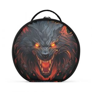 Cool Loup De Feu Créativité Trousse Sac Cosmétique Circulaire de Maquillage Pochette Sacs avec Cloisons Amovibles pour Voyage Filles (HULAHULA, neuf)