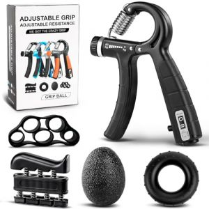 LURNODY Hand Grip Musculation Avant Bras 5 Articles Musculation Main Kit Hand Grip Musculation Poignet Ajustable Étireur de Doigts Entraînement de Musculation Avant Bras Entraîneur de Doigts (BELLANOVA GAETANO STORE, neuf)