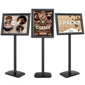 Mutualsign Lot de 3 Pr&eacute;sentoirs A3 Support de Panneau Robuste avec Base Stable, Support d'Affiche sur Pied pour Menu/Avis/Affichage, Support de Panneau de Bienvenue Ext&eacute;rieur, Noir (mutual sign, neuf)