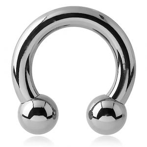 Inoki - Fer &agrave; cheval acier avec boules - Jonc/Tige 3.2 mm, Diam&egrave;tre 16 mm, Boule 6 mm (INOKI PIERCING, neuf)