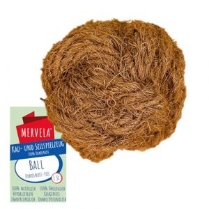 MERVELA Balle 100 % laine de noix de coco pour chien - Jouet &agrave; m&acirc;cher biologique naturel - Soin dentaire et durable - Convient &agrave; toutes les tailles de chien (Large / 6-7 cm) (MERVELA, neuf)
