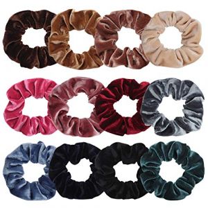 Kurtzy Chouchous Cheveux Velours (Lot de 12) - Gros Chouchou Cheveux Lisses, Bouclés, Crépus, Longs, Courts, Épais et Fins - Chouchou Cheveux Fille et Femme- Lot de Scrunchies Colorés (Tinyyo Europe, neuf)