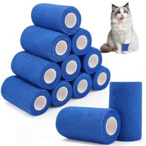 12 Rouleaux Bandage Autoadhésif, 10.5cmx4.5m Bande Cohesive pour Les Humains, Bande Strapping Adhésif pour Sports,Animaux,GonflementDes Cheville (Bleu) (LIUZZA NIELE S.R.L., neuf)