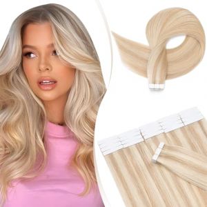 Extensions adhésives UK-Fashion-Shop, blond, 20 g,#18P613, blond sable/blond très clair, 60 cm (30 g), extensions adhésives 100% cheveux naturels Remy (Elailite Direct, neuf)