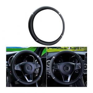 CGEAMDY Couvre Volant Voiture, imperm&eacute;able, Housse de Volant en Cuir &eacute;lastique, Volant Antid&eacute;rapant pour V&eacute;hicules, Accessoires de Volant Universels avec Un Diam&egrave;tre de 37-38 cm (Noir) (CGE Auto, neuf)